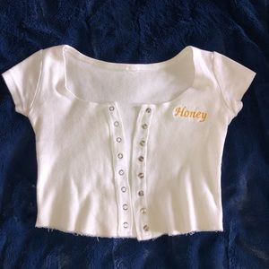 The Naked Tiger white ribbed honey tee